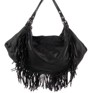 DONALD J PLINER Leather Fringe Shoulder Bag
